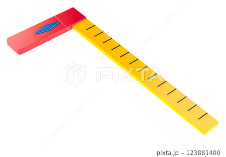Toy Angle Ruler, square ruler. 3D rendering Toy Angle Ruler, square ruler. 3D rendering 123881400