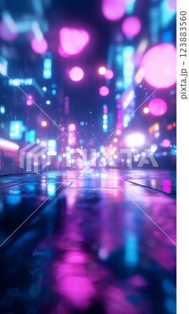 ネオン街のボケ背景（生成AI画像） 123883560