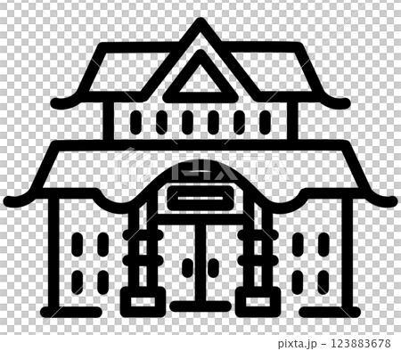 Easy to use black pictograms, line drawings, Japanese travel, inns 123883678