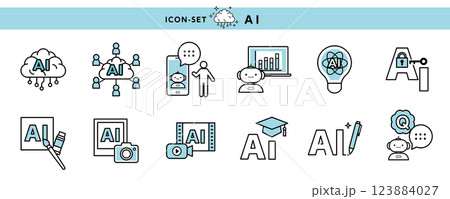 生成AIとテクノロジー 写真、イラスト、動画など最先端技術のアイコン素材セット 生成AIとテクノロジー 写真、イラスト、動画など最先端技術のアイコン素材セット 123884027