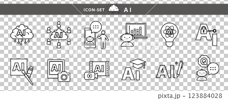 生成AIとテクノロジー 写真、イラスト、動画など最先端技術のアイコン素材セット 生成AIとテクノロジー 写真、イラスト、動画など最先端技術のアイコン素材セット 123884028