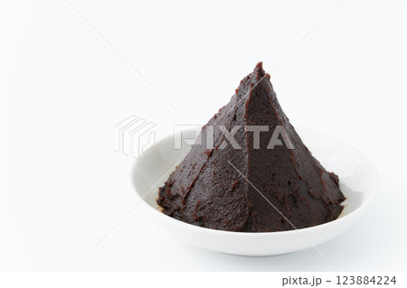 お皿に盛りつけた赤だし味噌 お皿に盛りつけた赤だし味噌 123884224