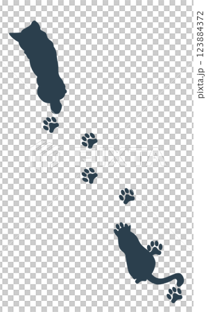 Silhouette of a dog and cat walking and leaving footprints 123884372