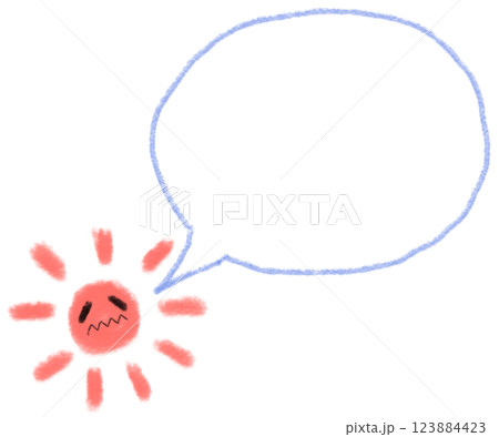 困り顔の太陽の吹き出しフレーム、イラスト素材(JPEG/PNG) 困り顔の太陽の吹き出しフレーム、イラスト素材(JPEG/PNG) 123884423