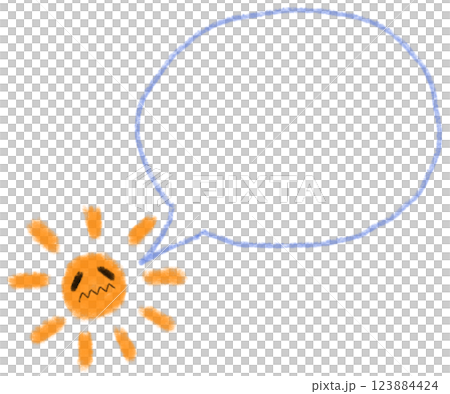 Troubled sun speech bubble frame, illustration material (JPEG/PNG) 123884424
