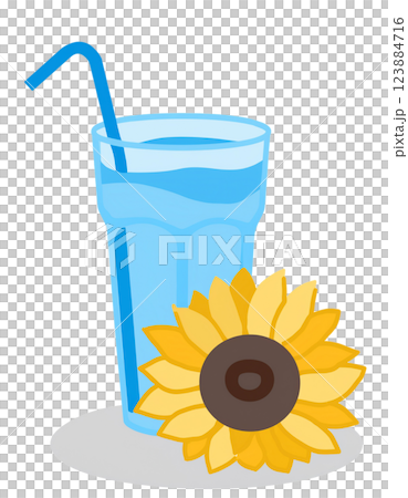 冷飲和向日葵插圖（JPEG/PNG） 123884716
