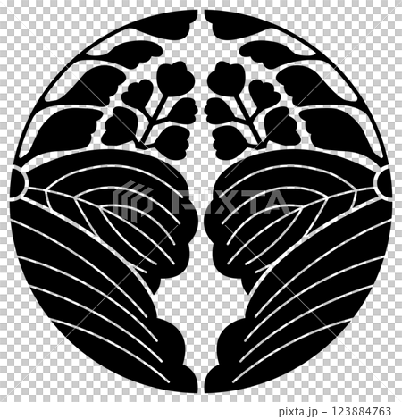 This is the family crest. It is called "Go-shichi-no-wari-kiri" (a split paulownia tree with five branches). This is the family crest. It is called "Go-shichi-no-wari-kiri" (a split paulownia tree with five branches). 123884763