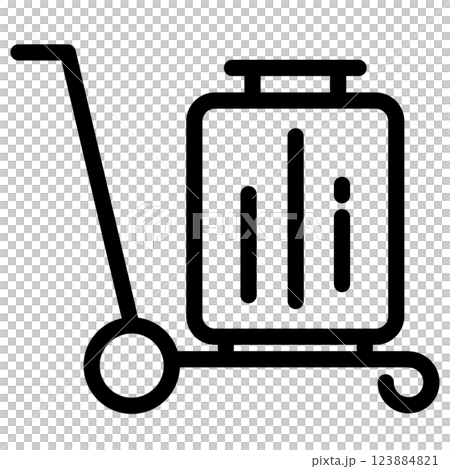 Easy to use black pictogram Line drawing Travel bag on a cart 123884821