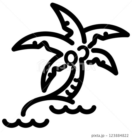 使いやすい黒ピクトグラム　線画　南国の島 123884822