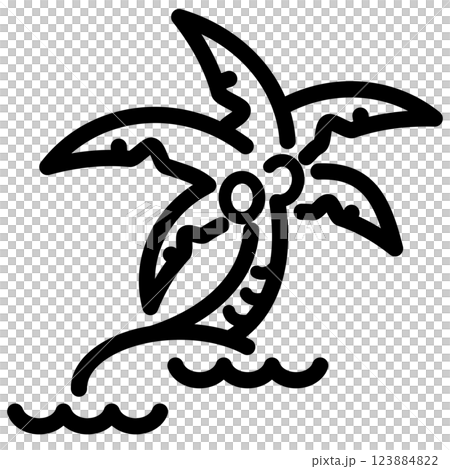 Easy to use black pictogram, line drawing, tropical island 123884822