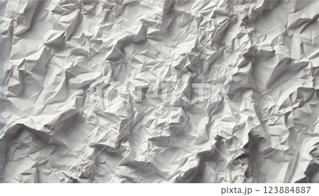 立体感のある白い紙背景 / 3D Wrinkled White Paper Background 123884887