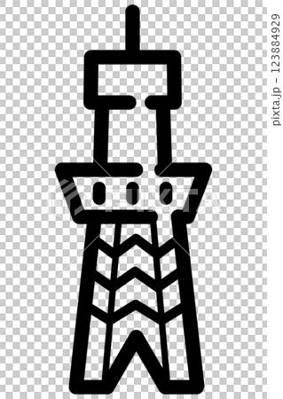 Easy to use black pictogram, line drawing, Skytree 123884929
