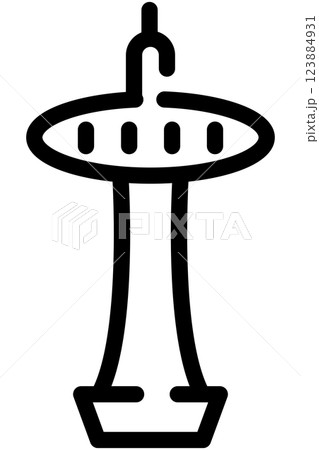 使いやすい黒ピクトグラム　線画　京都タワー 123884931