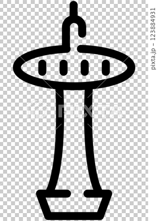 使いやすい黒ピクトグラム　線画　京都タワー 123884931