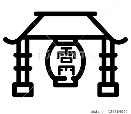 使いやすい黒ピクトグラム 線画 雷門 使いやすい黒ピクトグラム 線画 雷門 123884932