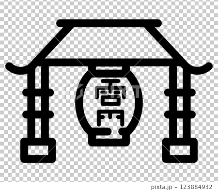 使いやすい黒ピクトグラム 線画 雷門 使いやすい黒ピクトグラム 線画 雷門 123884932
