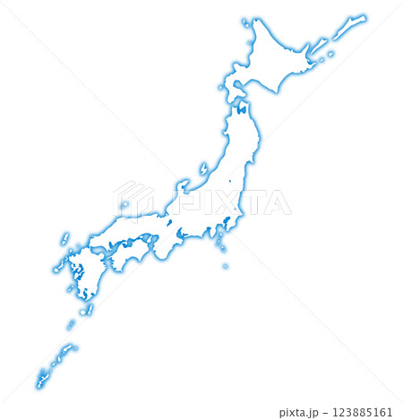 日本地図　枠青色 123885161