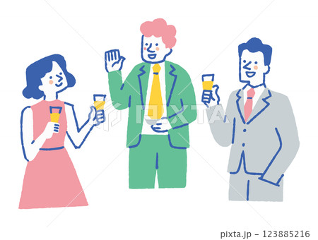 パーティで話している男女3人_色 パーティで話している男女3人_色 123885216