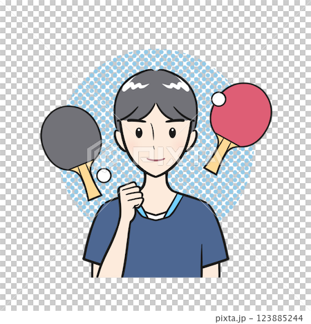 在乒乓球社裡努力訓練的男學生（背景） 123885244