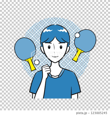 乒乓球社的男學生們努力訓練（附背景，簡單） 123885245