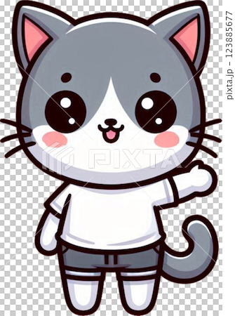 cute cartoon cat with a mustache 123885677