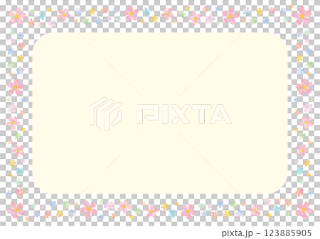 四面裝飾著彩色水彩櫻花的背景 四面裝飾著彩色水彩櫻花的背景 123885905