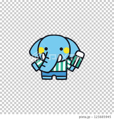 大象拿著橡皮擦的彩色插圖 123885945