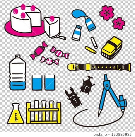 学習教材にぴったりな小物のカットイラスト 学習教材にぴったりな小物のカットイラスト 123885953