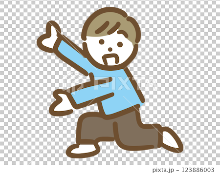 両手を広げて紹介している若い男性(全身) 両手を広げて紹介している若い男性(全身) 123886003