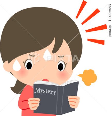 夢中でミステリー小説を読む女性 123886093