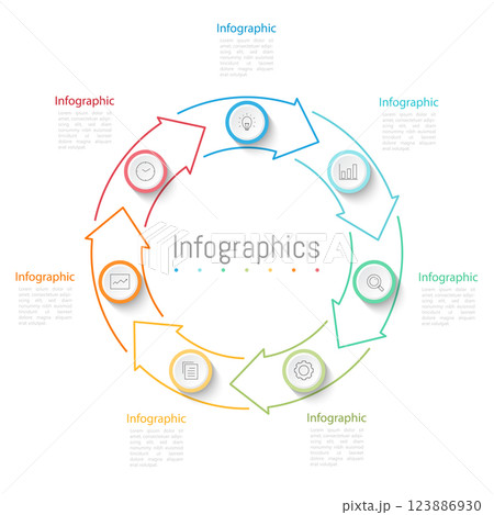 Infographic 7 options design elements for your business data. Vector Illustration. 123886930