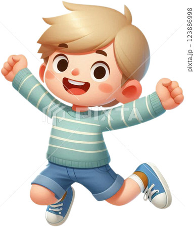 happy smiling boy jumping 123886998