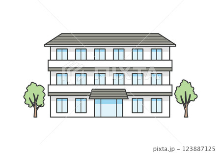 介護施設または医療施設の建物イラスト 介護施設または医療施設の建物イラスト 123887125