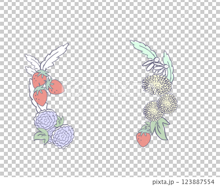 花のイラストのフレーム 123887554
