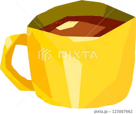 黄色のマグカップのイラスト 123887662