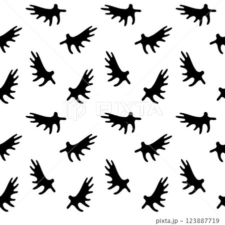 Vector seamless pattern of hand drawn moose horns Vector seamless pattern of hand drawn moose horns 123887719