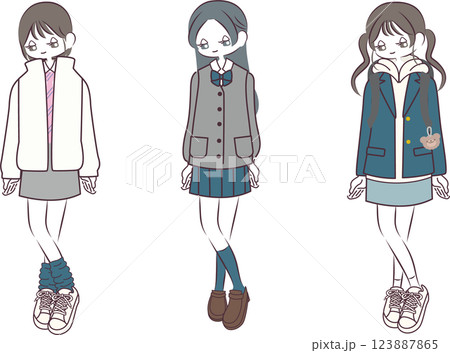 令和の女子高生のおしゃれで可愛い制服の着こなし 123887865