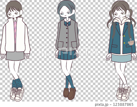 令和の女子高生のおしゃれで可愛い制服の着こなし 123887865