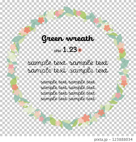 Pink flower wreath frame_hand-drawn style_circle 123888034