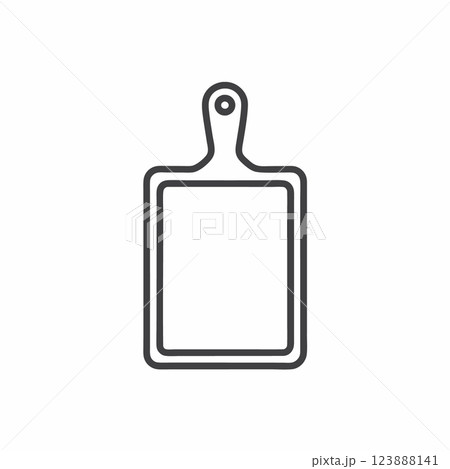 Elegant flat line vector illustration of a blank wooden cutting board in minimalist style for culinary design and kitchen decor Elegant flat line vector illustration of a blank wooden cutting board in minimalist style for culinary design and kitchen decor 123888141