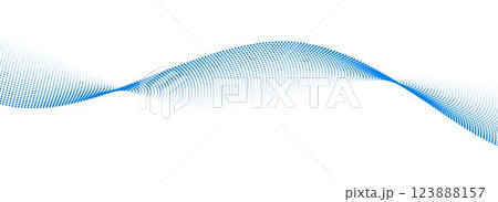 Dotted wave line pattern. Light blue halftone undulate net background. Abstract stipple flowing particle wallpaper. Vector curve dashed gradient element for poser, banner, presentation, booklet, flyer 123888157