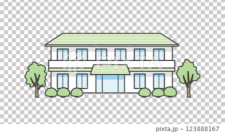 Nursing home or medical facility building illustration Nursing home or medical facility building illustration 123888167