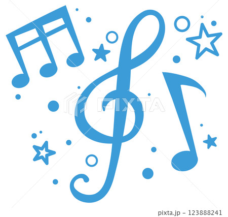 Musical Notes and Stars Illustration Musical Notes and Stars Illustration 123888241