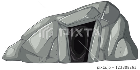 Rocky Cave Entrance Illustration 123888263