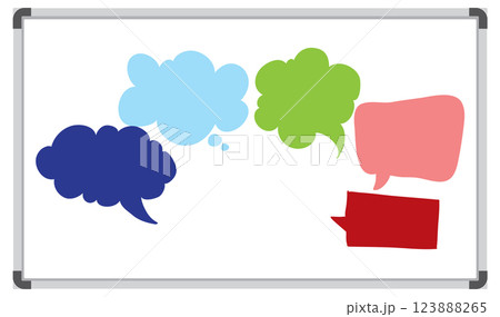 Colorful Speech Bubbles on Whiteboard 123888265