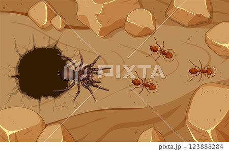 Desert Ants and Spider Encounter Desert Ants and Spider Encounter 123888284