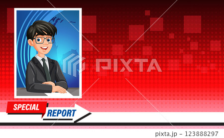 Animated News Anchor Illustration Animated News Anchor Illustration 123888297
