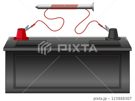 Battery and Electromagnet Illustration 123888307