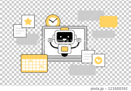 AIチャットボットのベクターイラスト シンプル ロボット アシスタント 秘書 スケジュール 123888392