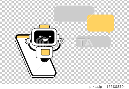 AI assistant vector illustration Smartphone Simple Conversation Speech bubble 123888394